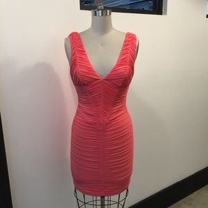 Bebe V-neck Ruched Dress